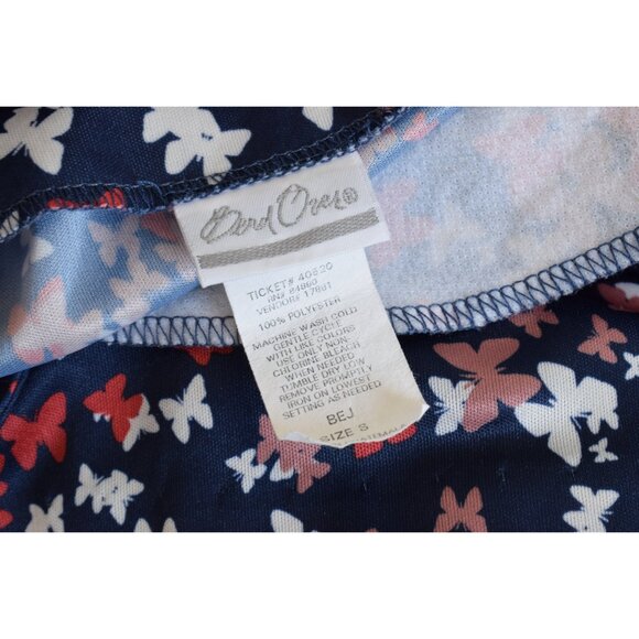 Vintage 80s Navy Floral Polyester Pullover Blouse size S - Picture 8 of 10